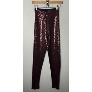 Commando Sequin Leggings Size Medium Maroon Wine High Rise Shapewear Slimming
